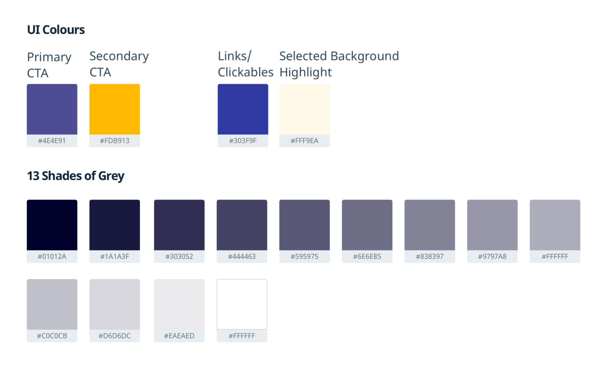 Colours derived from brand colours to be used as a part of UI.